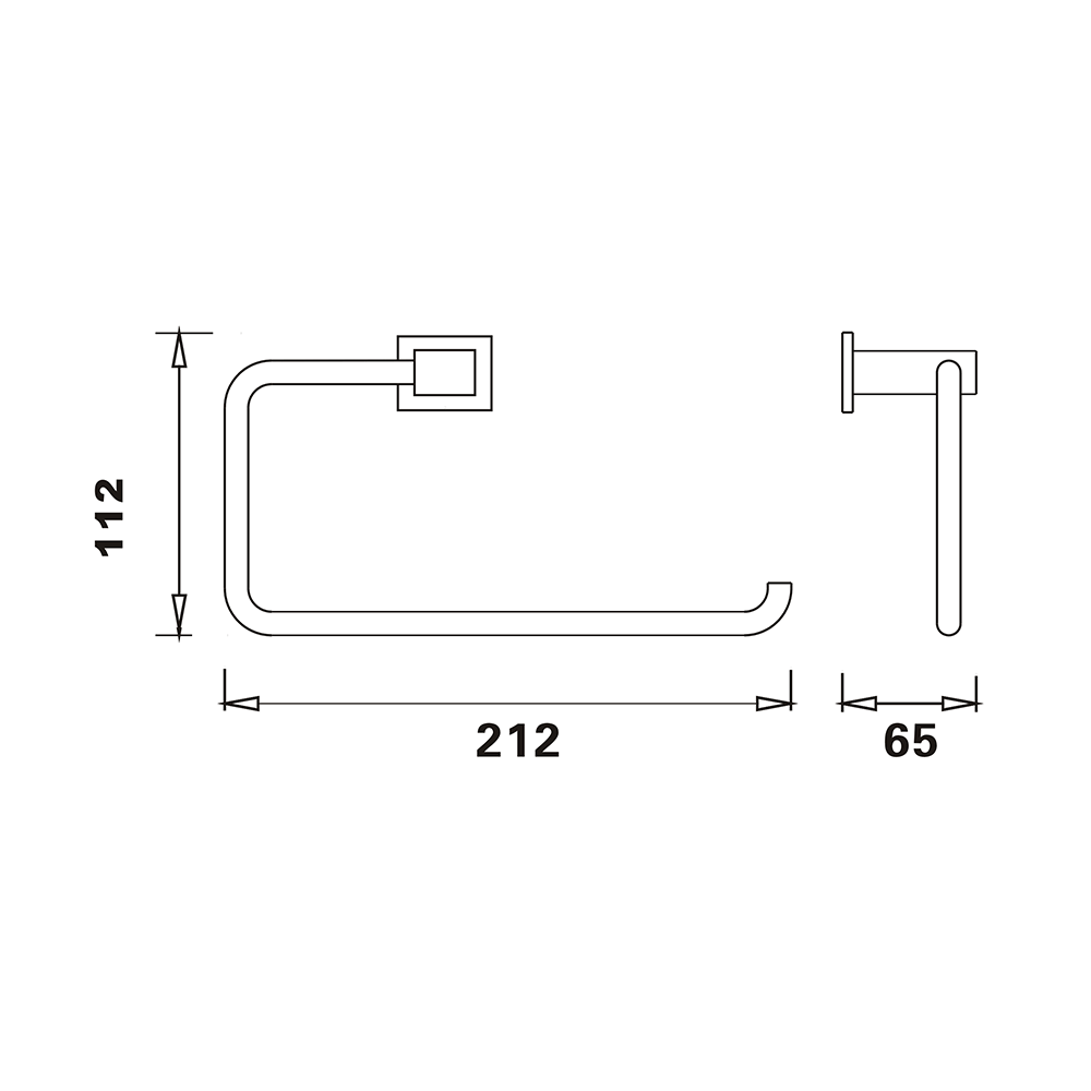 Harbour Clarity Matt Black Towel Ring